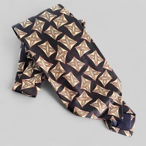 Vintage A & F Abercrombie and Fitch preppy geometric silk handmade tie England